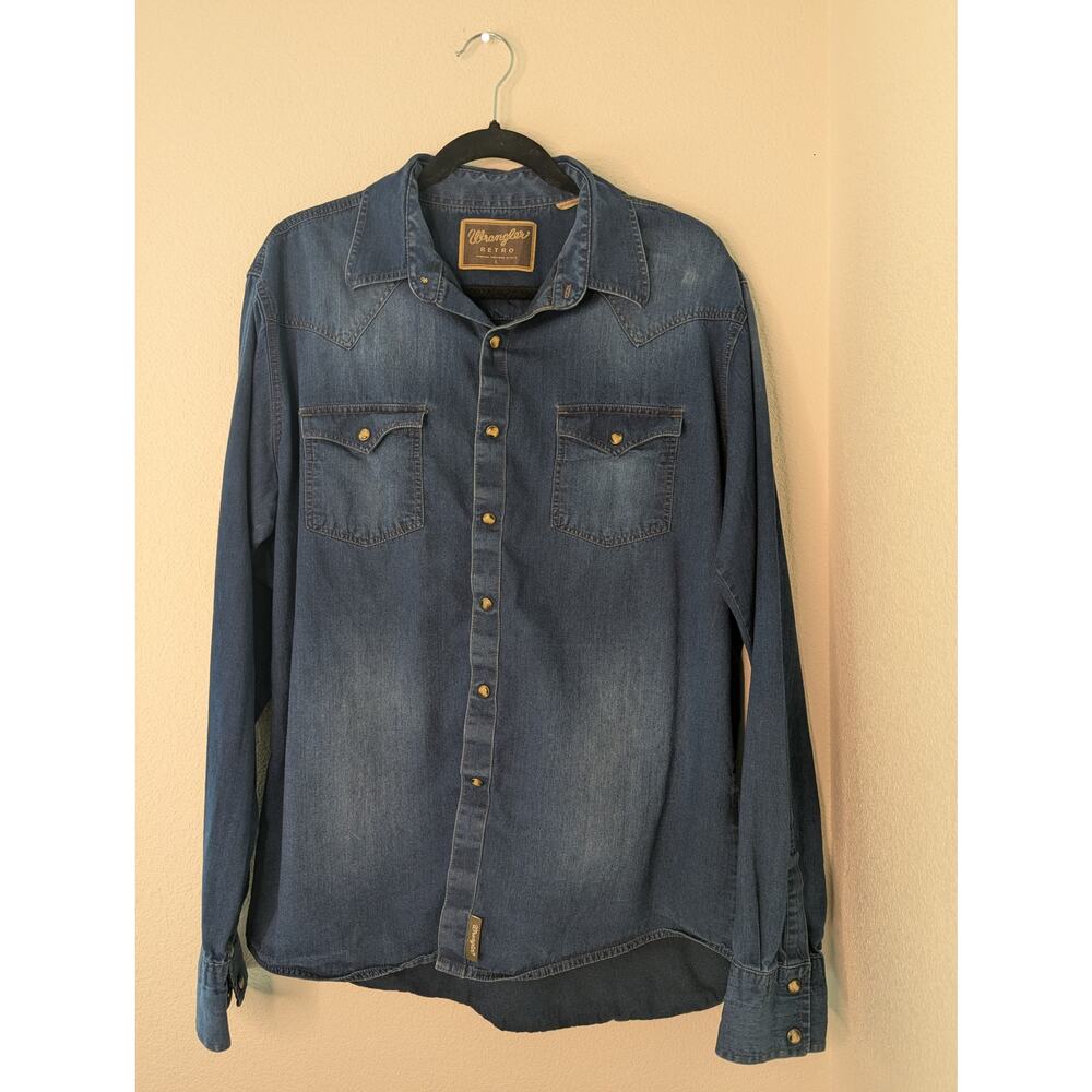 Vintage Wrangler Button-Up Shirt Pearl Snap Cowboy Denim